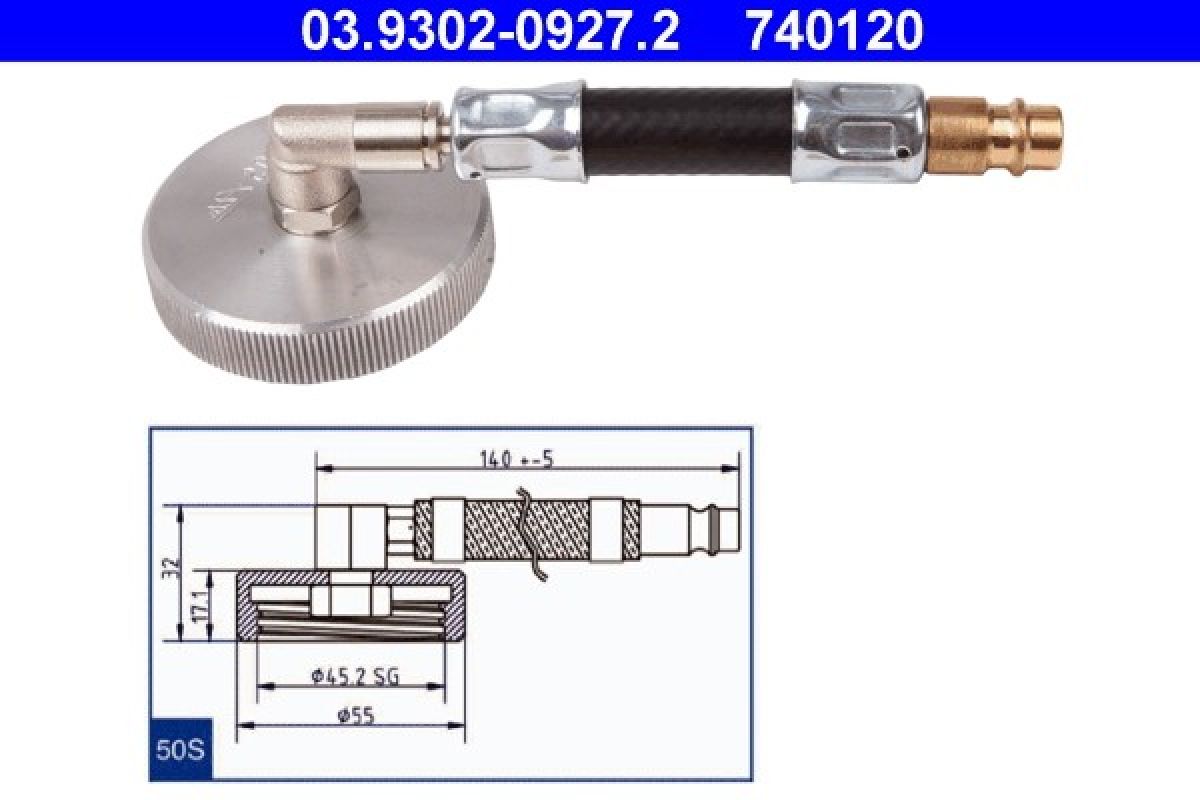Appareil purgeur sous pression, hydraulique du freinage ATE 03.9302-3025.4