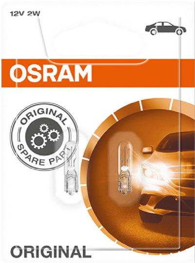 OSRAM Glassockellampe 12V 2W W2x4,6d / Blister VPE 2