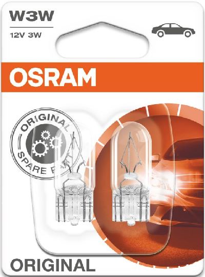 OSRAM Glassockellampe 12V 3W W 2,1x9,5d / Blister VPE 2