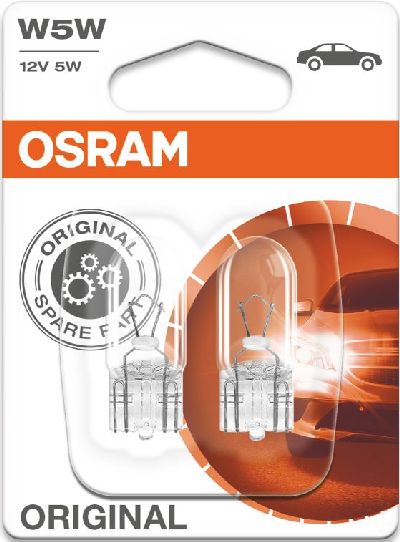OSRAM Glassockellampe 12V 5W W2,1x9,5d / Blister VPE 2