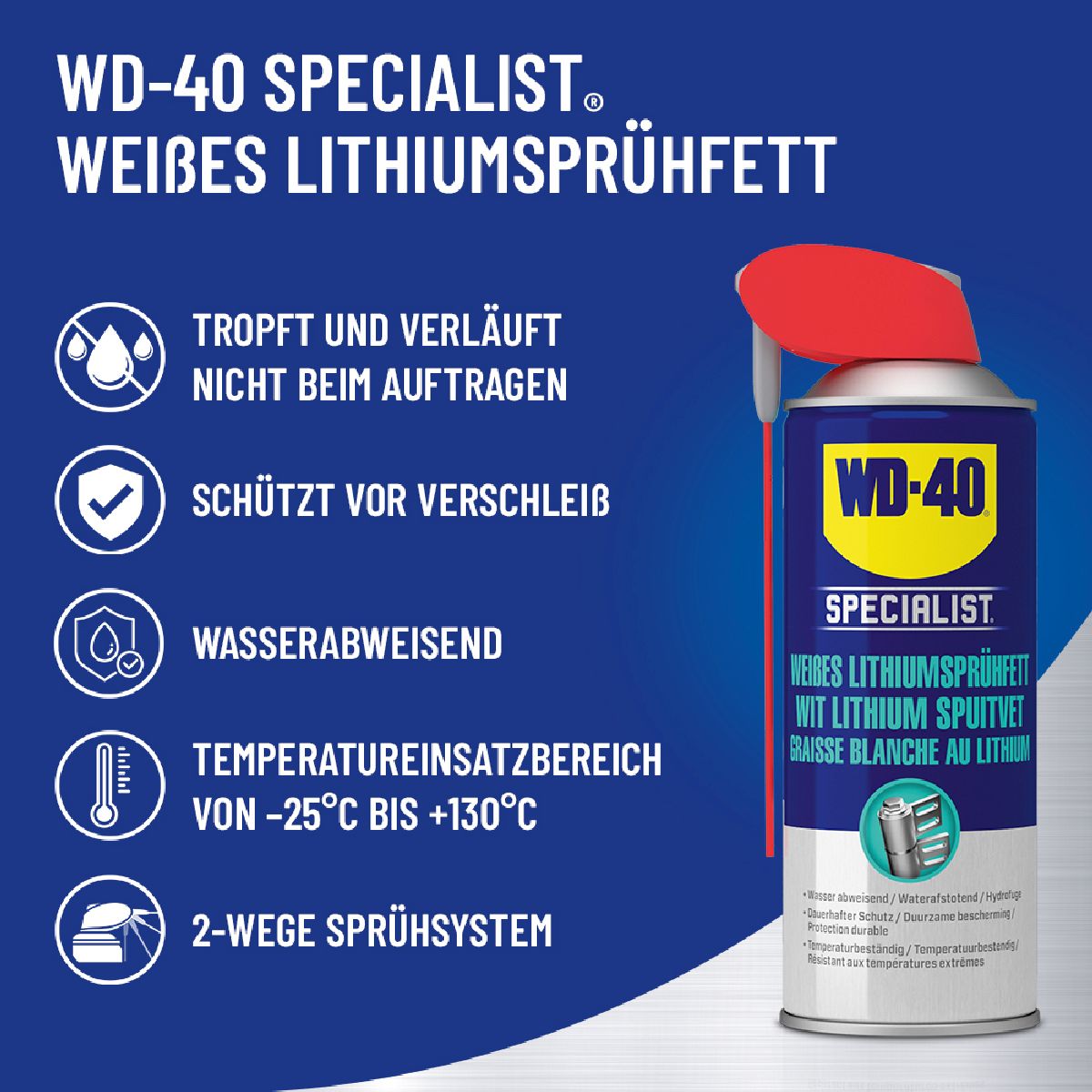 WD-40 Specialist Graisse spray au lithium blanc 400ml