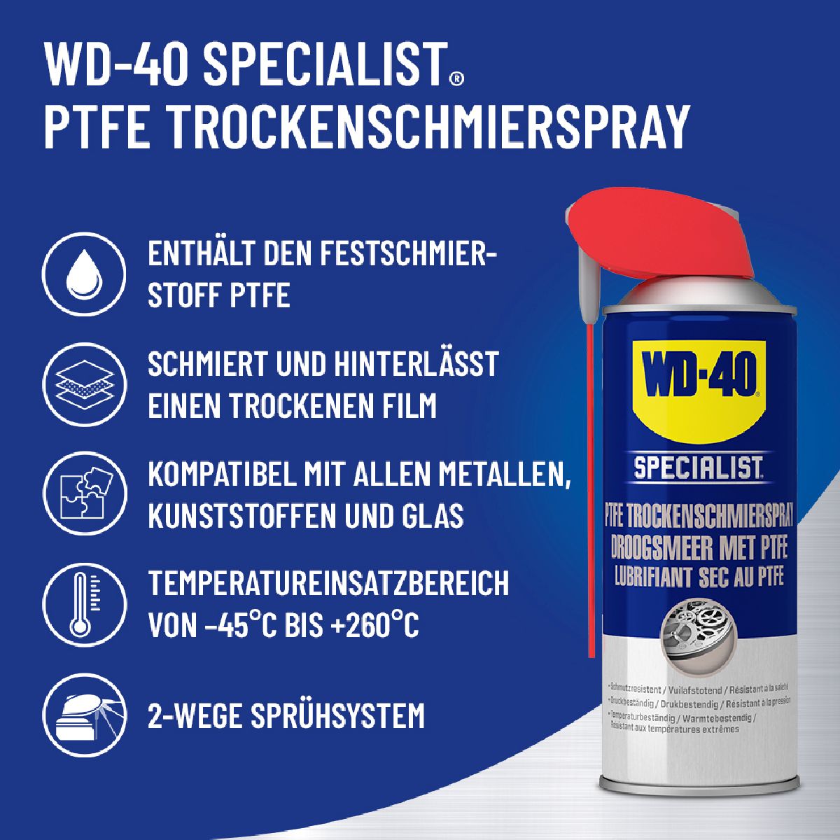 WD-40 Spec. PTFE Trockenschmierspray 400ml mit Smart Straw