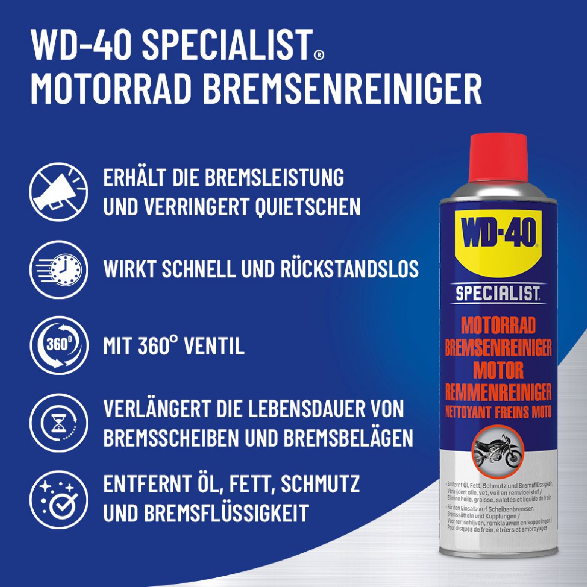 WD-40 Spec. Motorbike nettoyant freins Bombe arosol 500 ml