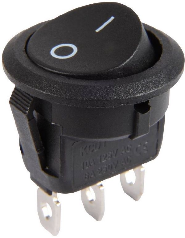 Interrupteur  bascule marche/arrt 12V noir / verrouillag / 3x2,8mm / D:20-23mm