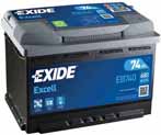 Exide Excell 12V/74Ah/680A LxLxH 278x175x190mm/B13/C:0