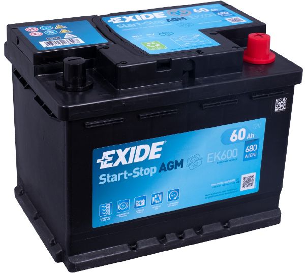 Exide Start-Stop AGM 12V/60Ah/680A LxLxH 242x175x190mm/B13/C:0