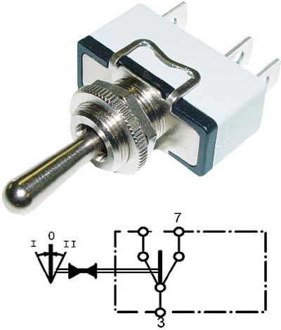 Interrupteur de la plate-forme de levage 1->0<-2 / 12V/24V - 15Amp