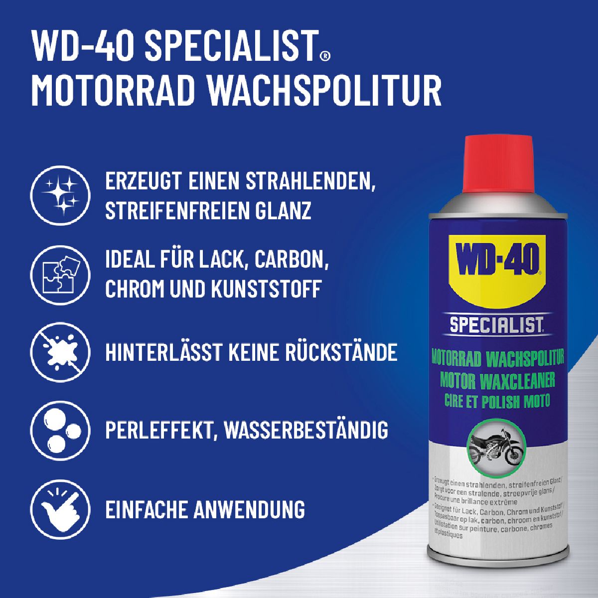 WD-40 Spec. Motorbike cire + polish Bombe arosol 400 ml