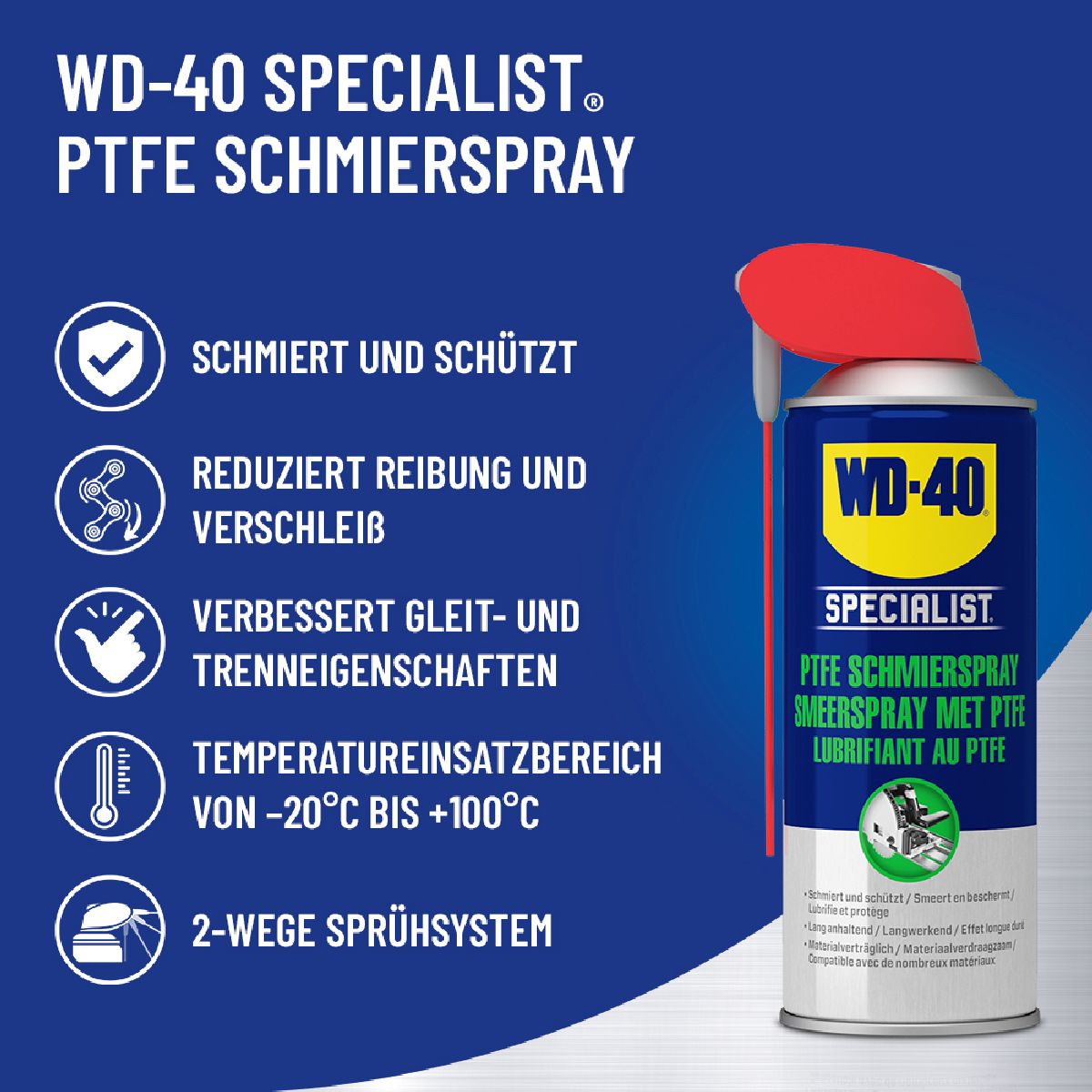 WD-40 Lubrifiant au PTFE Bombe arosol 300 ml