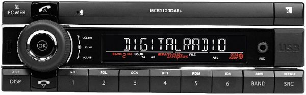 Kienzle MCR-1120DAB+ Tuner Fixed Front 12V - FM/RDS/USB/AUX/MP3/BT/DAB+