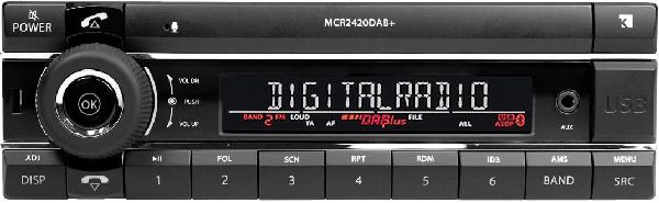 MCR-2420DAB+ Tuner Fixed Front 24V - FM/RDS/USB/AUX/MP3/BT/DAB+